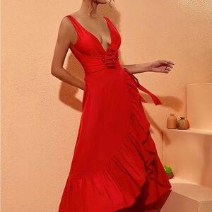 NWOT Chic Red swimsuit and coverup